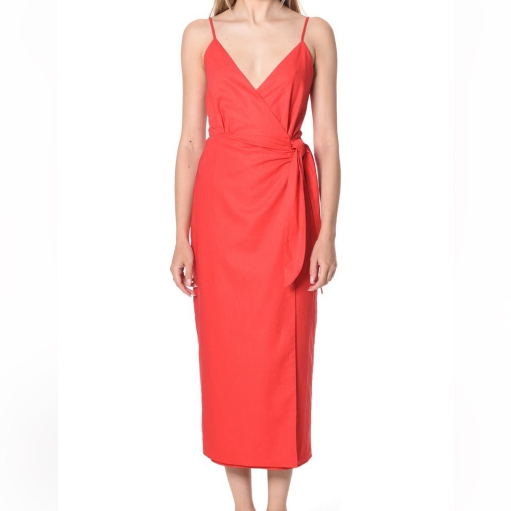 WAYF Electric Floral Wrap Dress
